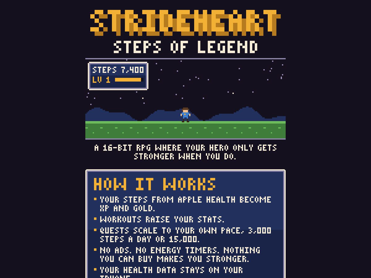 Landing-page snapshot of strideheart.com