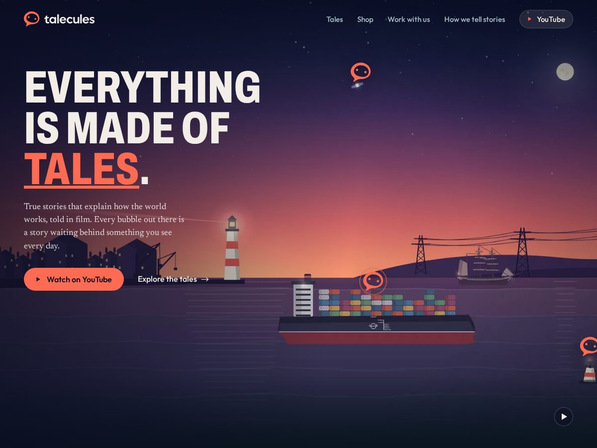 Landing-page snapshot of talecules.com