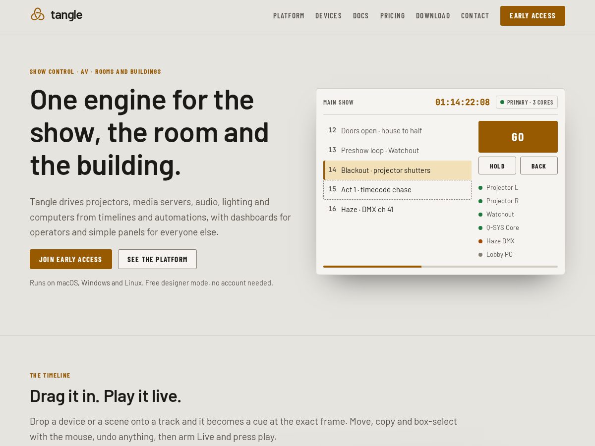 Landing-page snapshot of tangle.systems