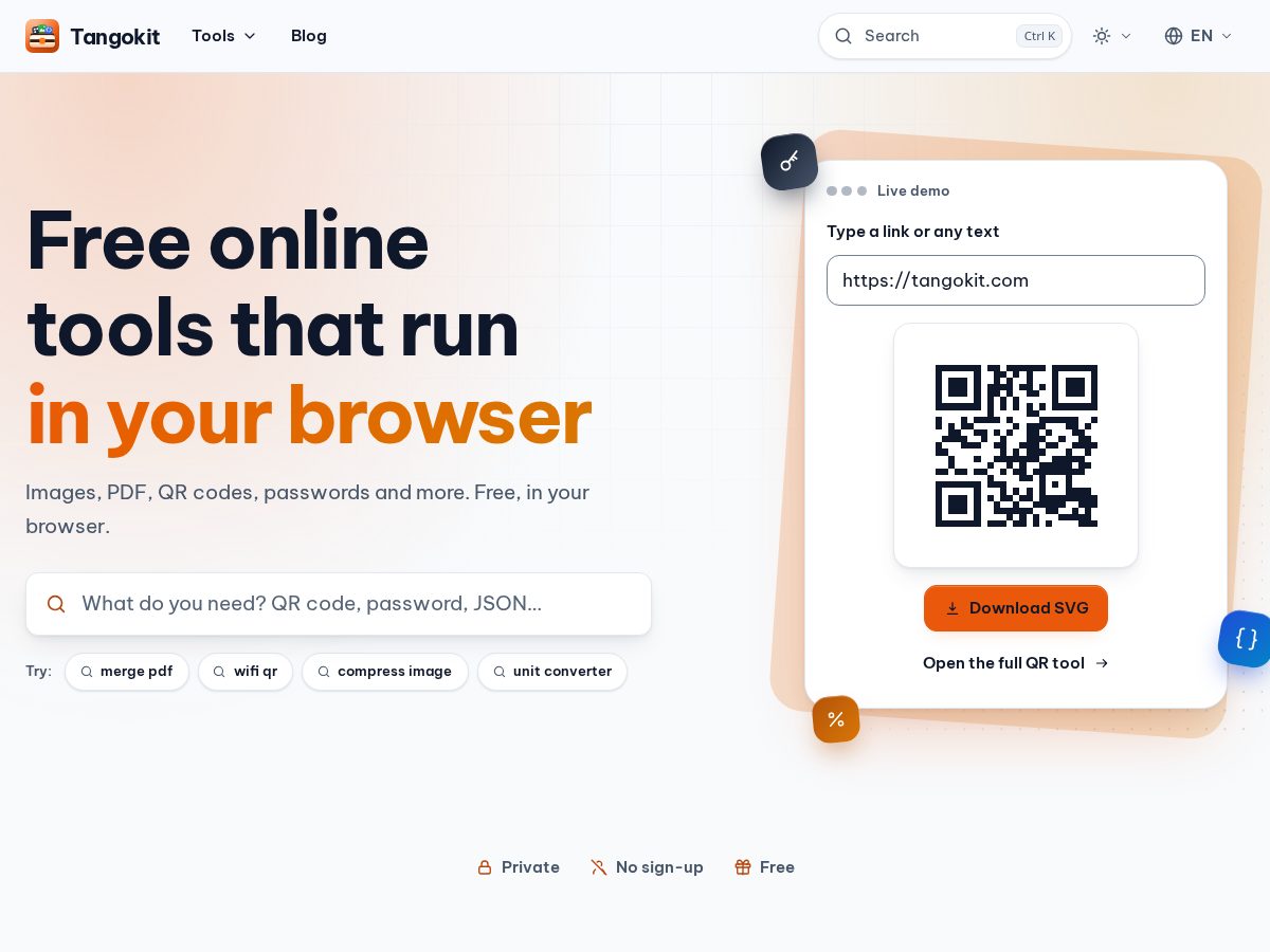 Landing-page snapshot of tangokit.com