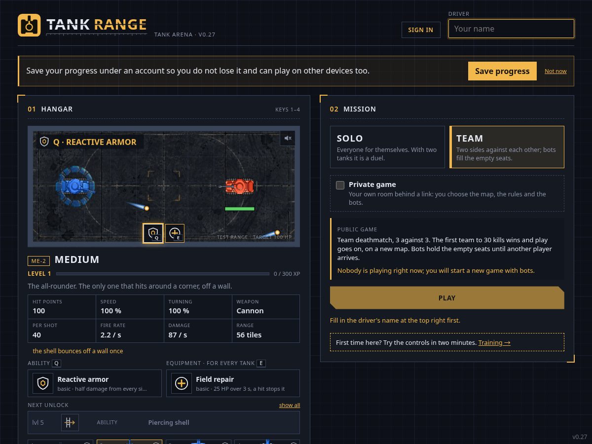 Landing-page snapshot of tankrange.com