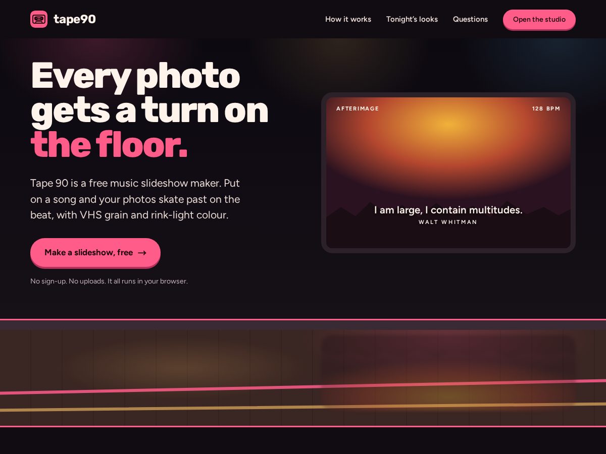 Landing-page snapshot of tape90.app