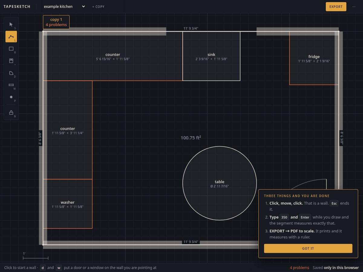 Landing-page snapshot of tapesketch.com