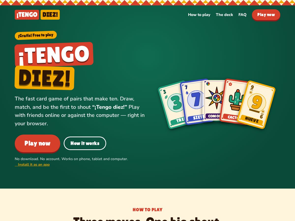 Landing-page snapshot of tengodiez.com