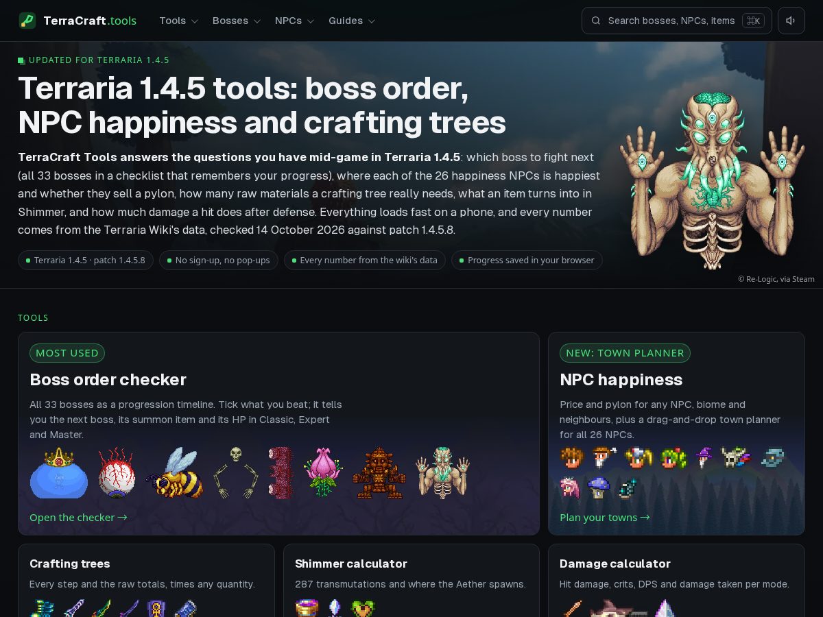 Landing-page snapshot of terracraft.tools