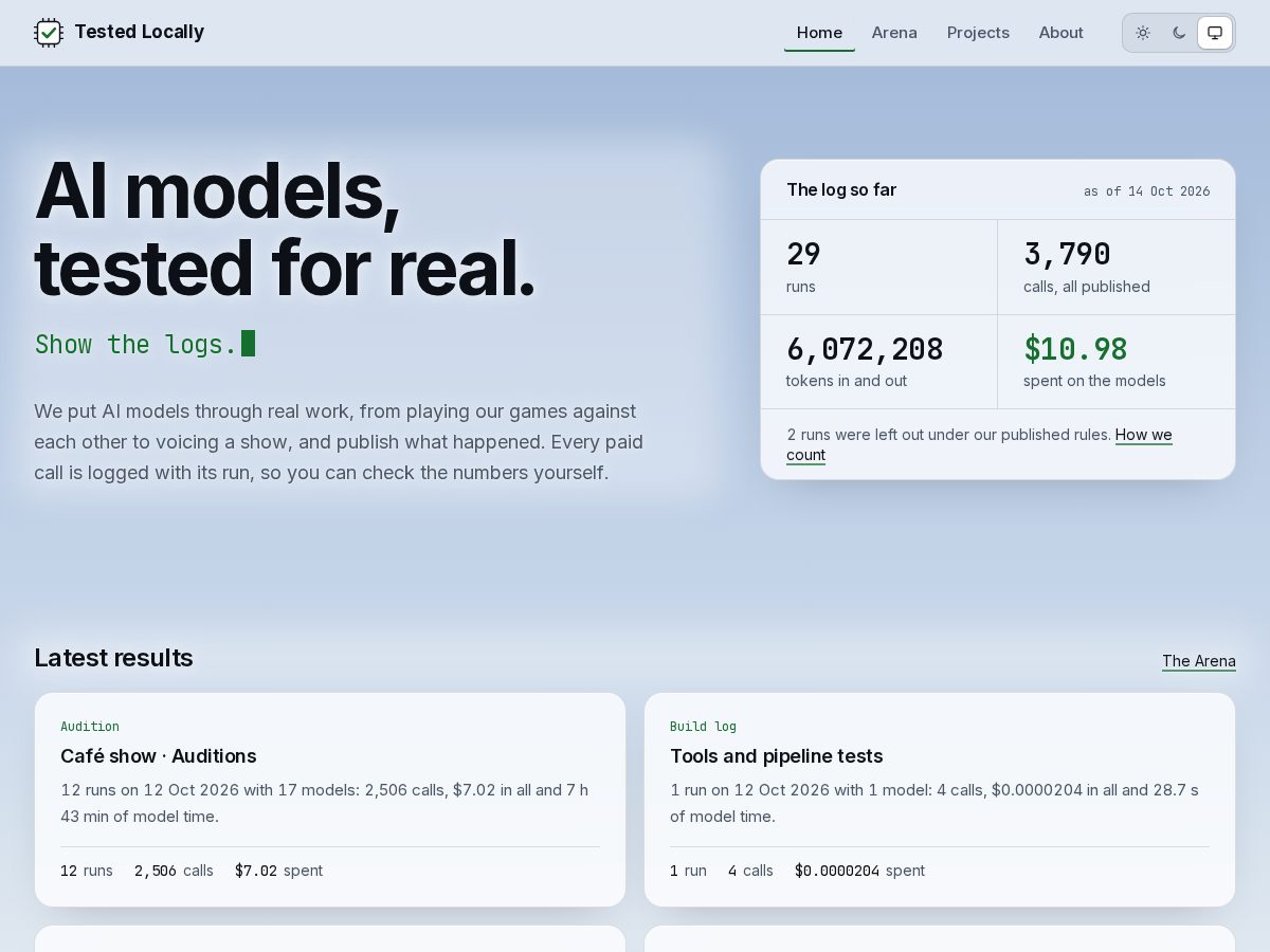 Landing-page snapshot of testedlocally.com