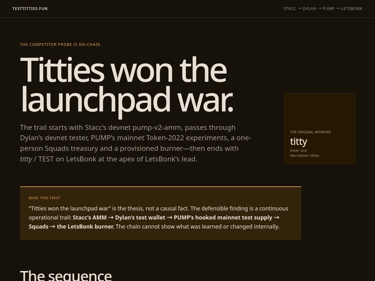 Landing-page snapshot of testtitties.fun
