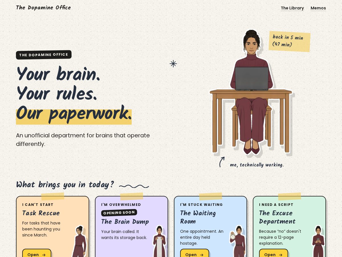 Landing-page snapshot of thedopamineoffice.com