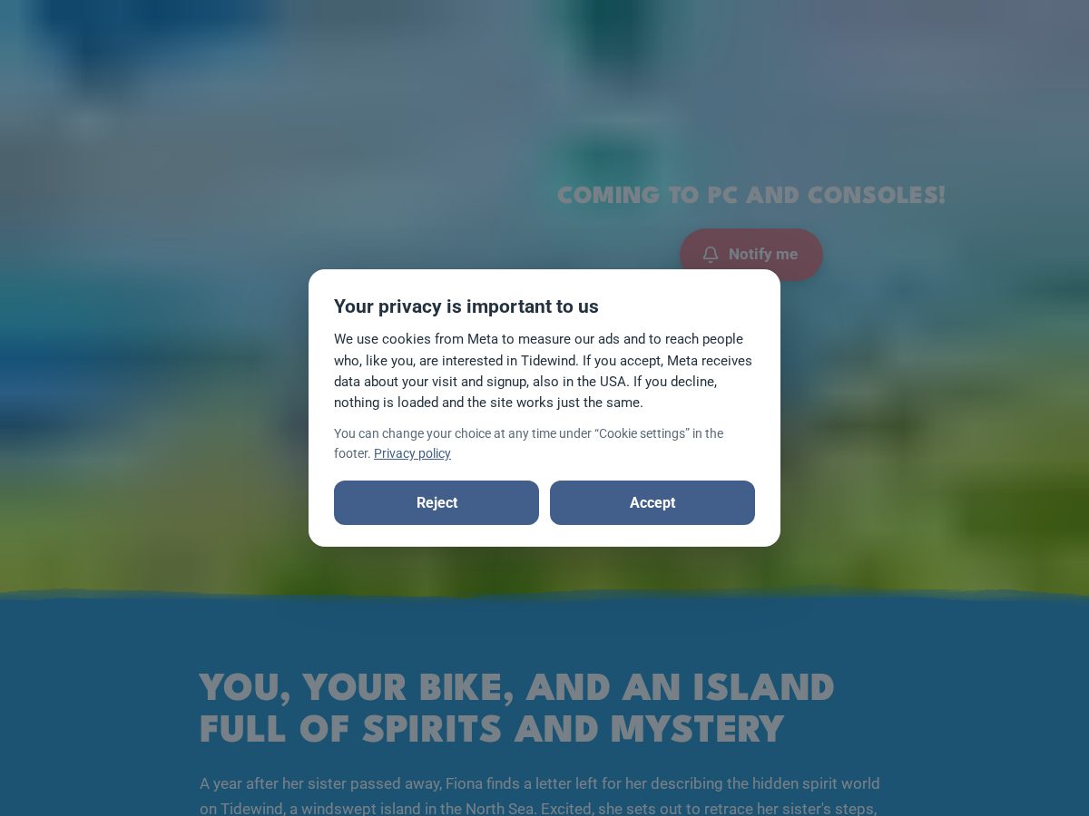 Landing-page snapshot of tidewindgame.com