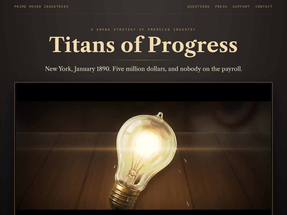 Landing-page snapshot of titansofprogress.com