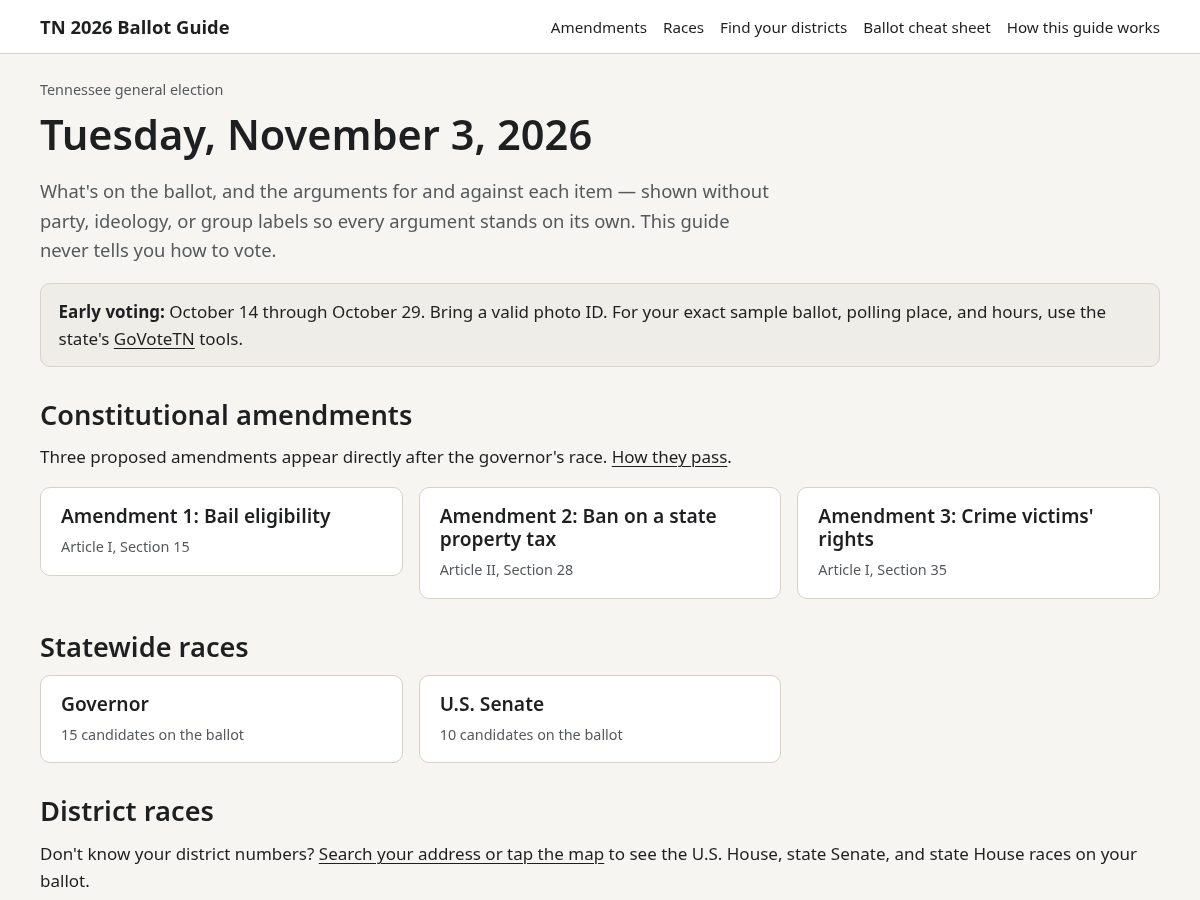 Landing-page snapshot of tnelection.org