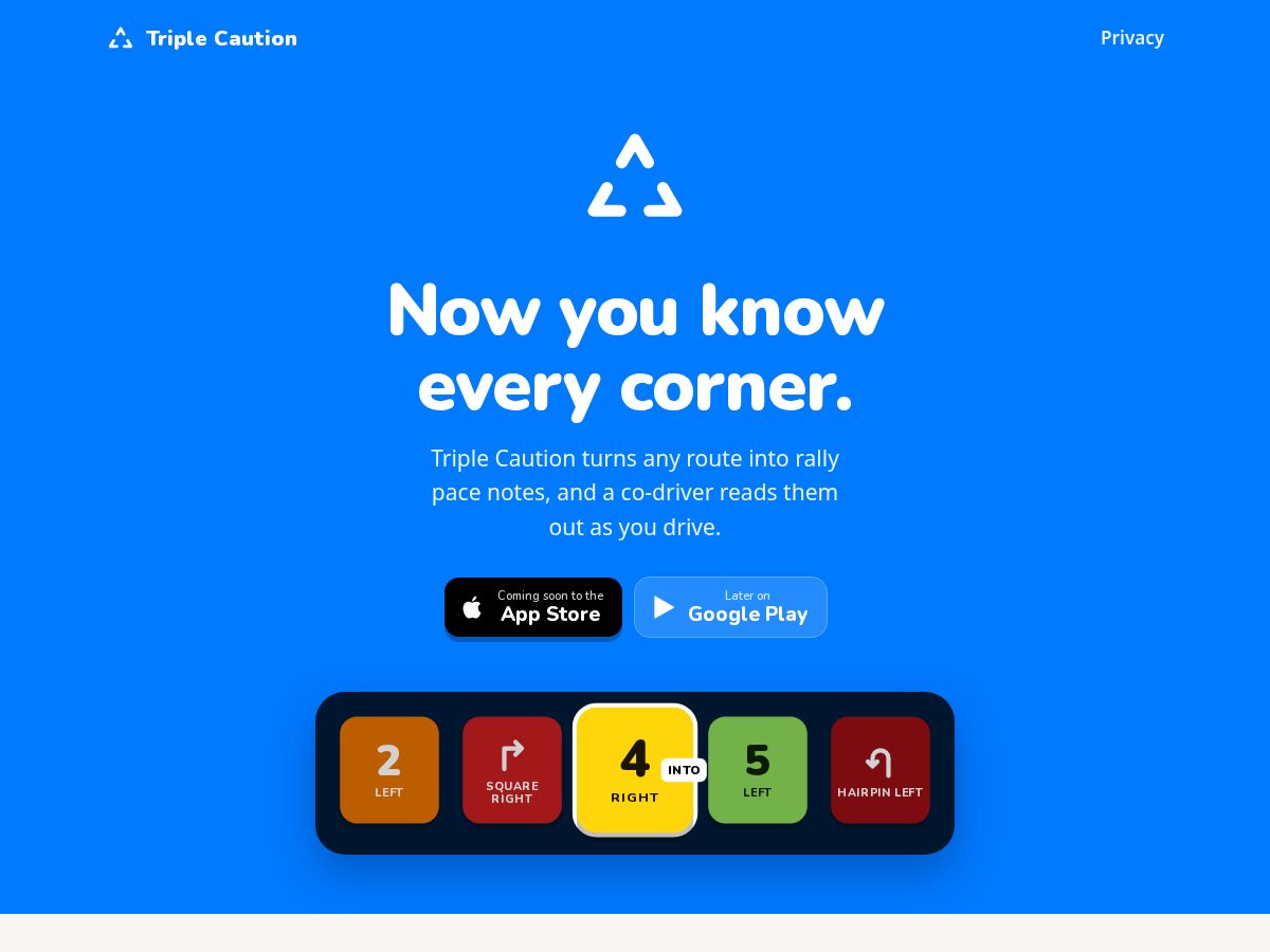 Landing-page snapshot of triplecaution.app