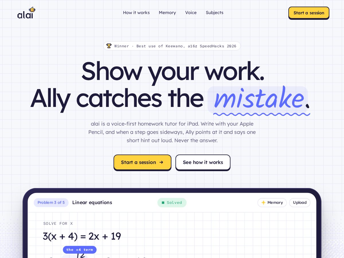 Landing-page snapshot of tryalai.app