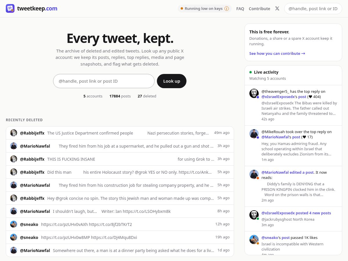 Landing-page snapshot of tweetkeep.com