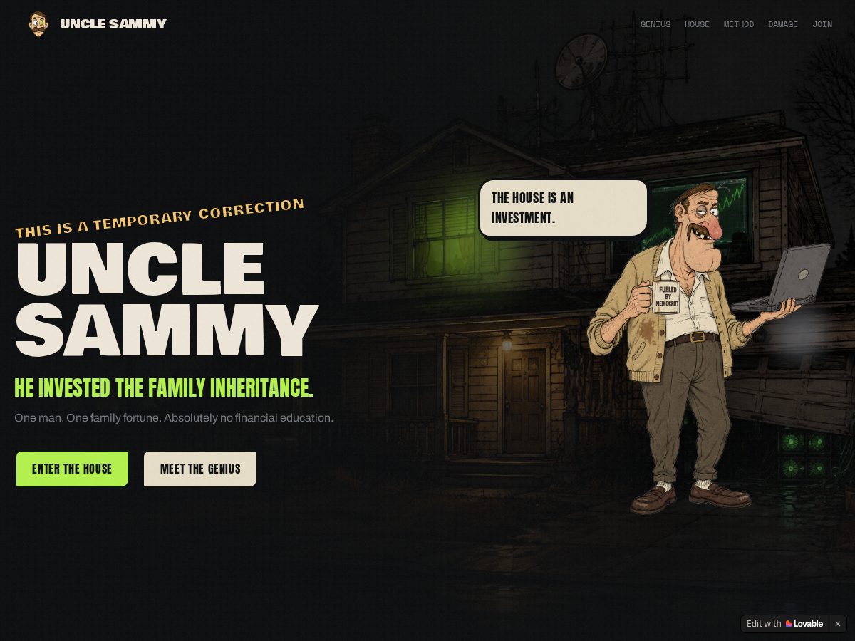 Landing-page snapshot of unclesammy.world
