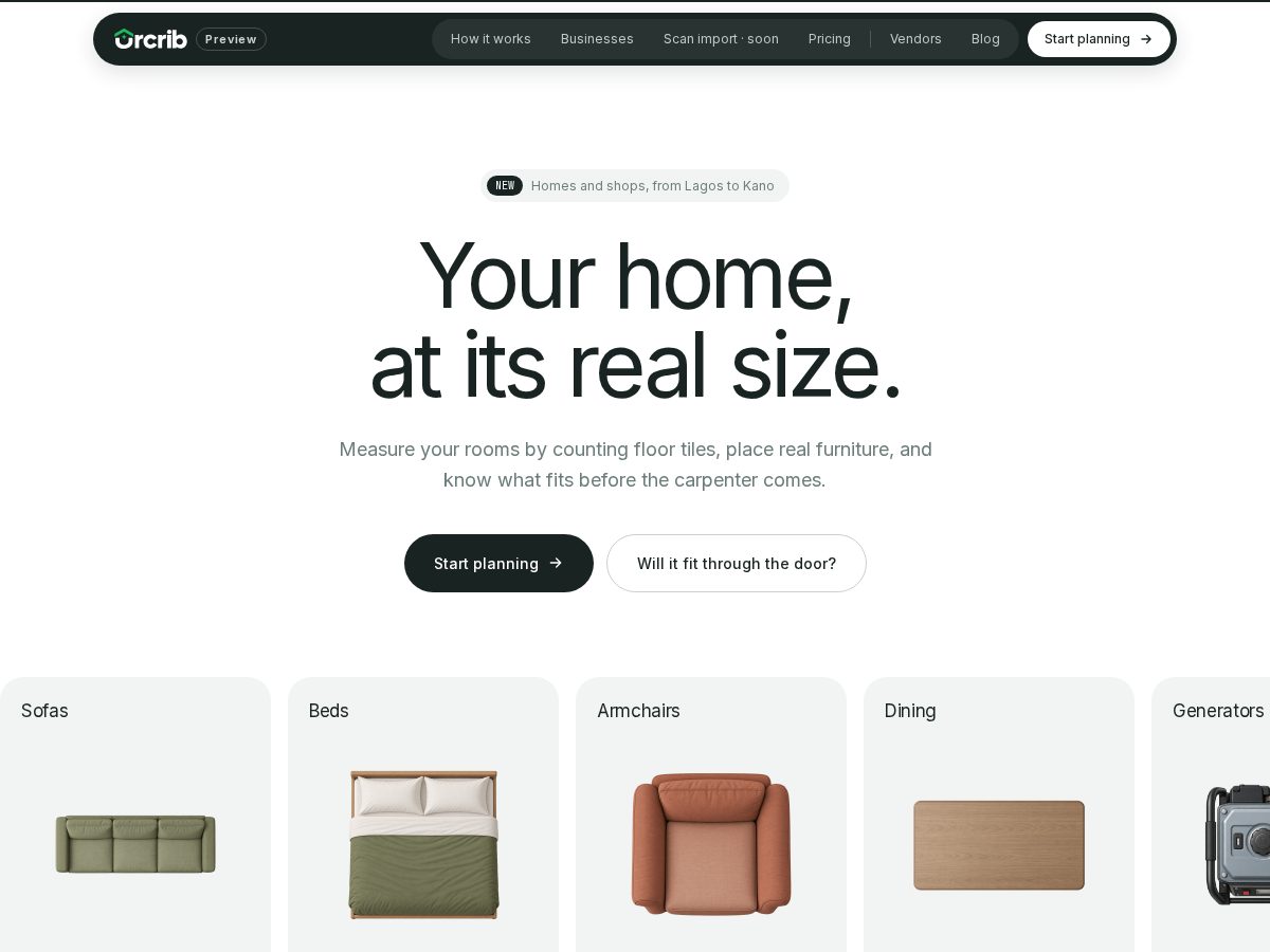 Landing-page snapshot of urcrib.com