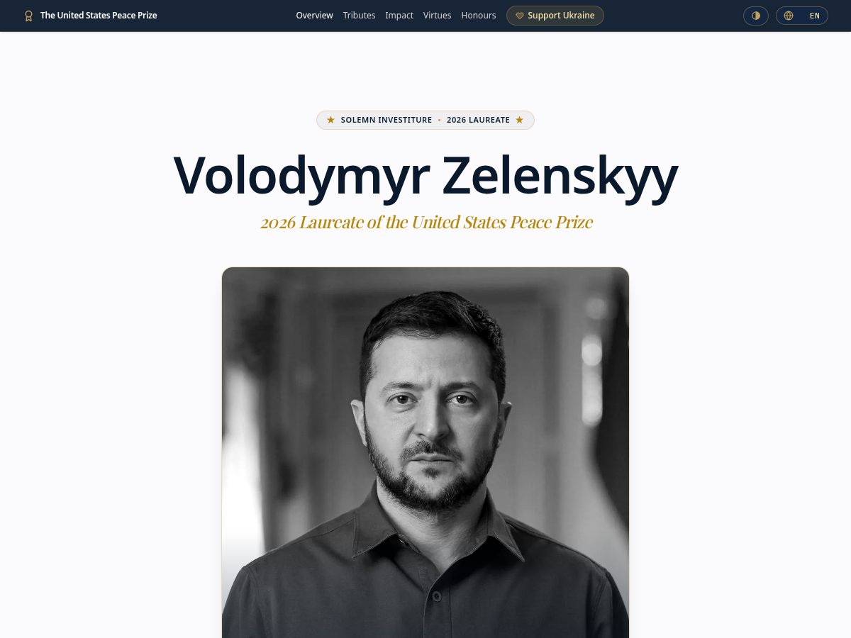 Landing-page snapshot of uspeaceprize.com