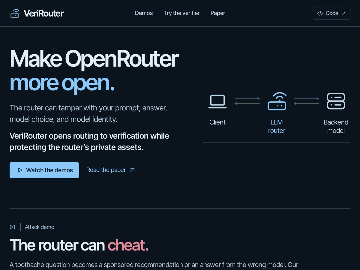 Landing-page snapshot of verirouter.org