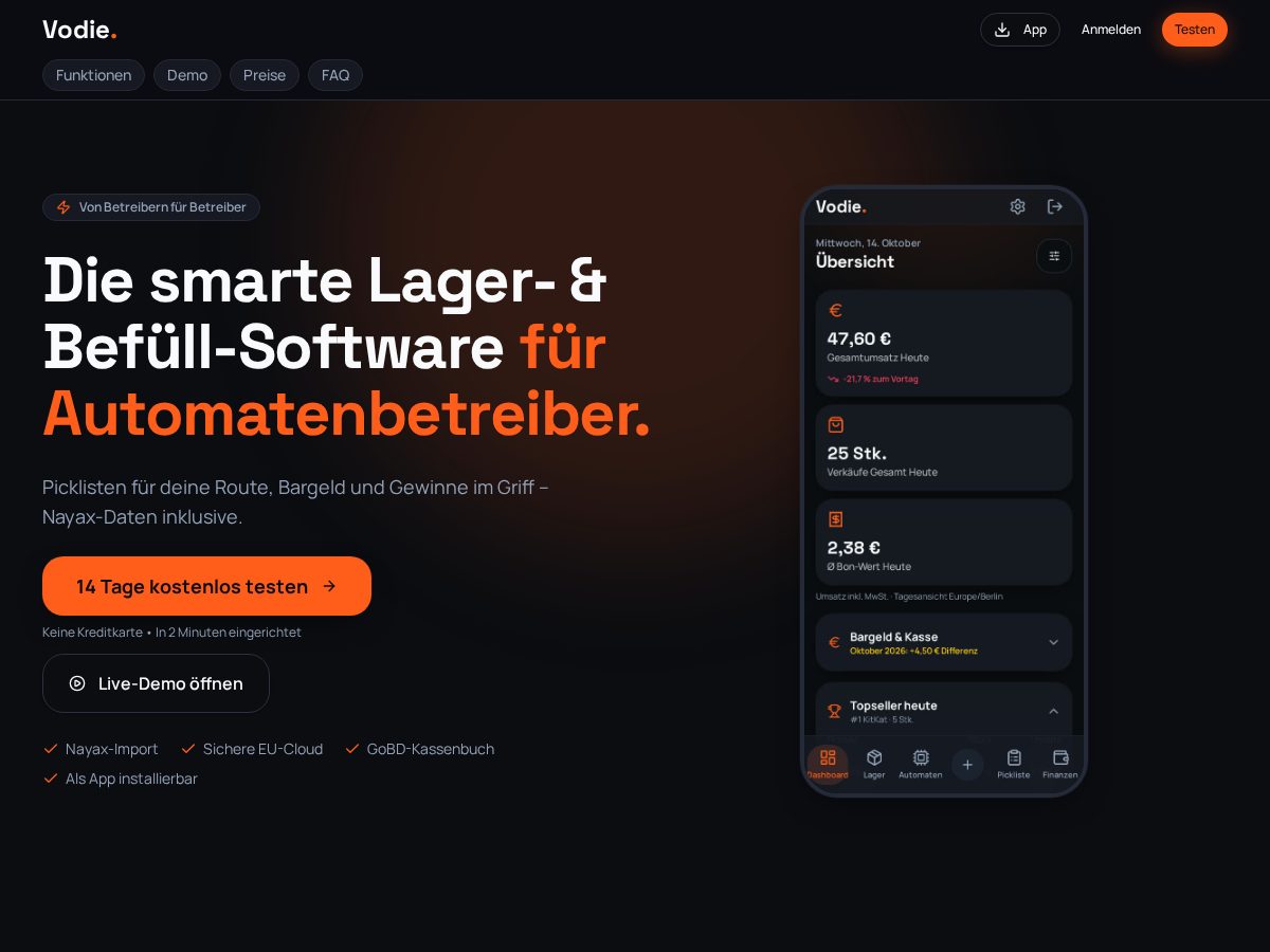 Landing-page snapshot of vodies.app