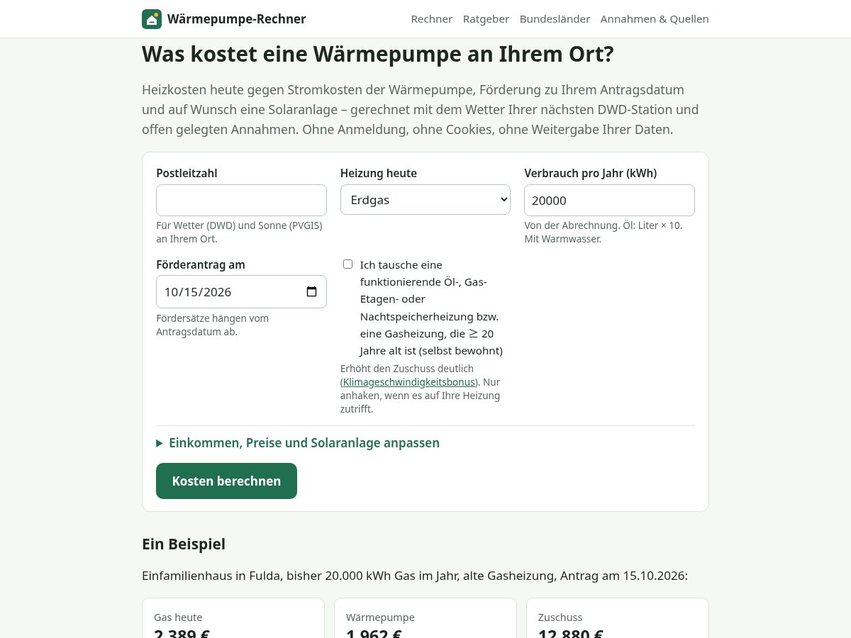 Landing-page snapshot of waermepumpe-rechner.net