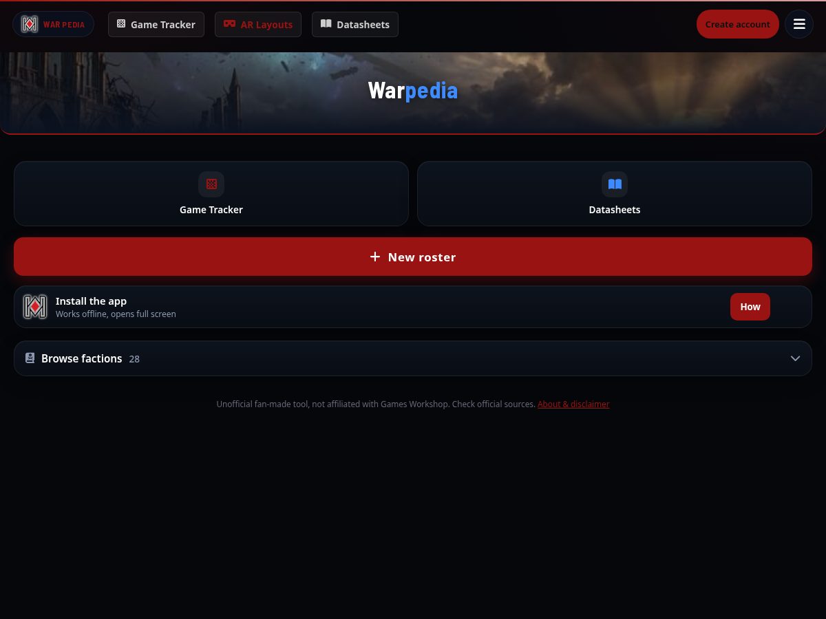 Landing-page snapshot of warpedia.site