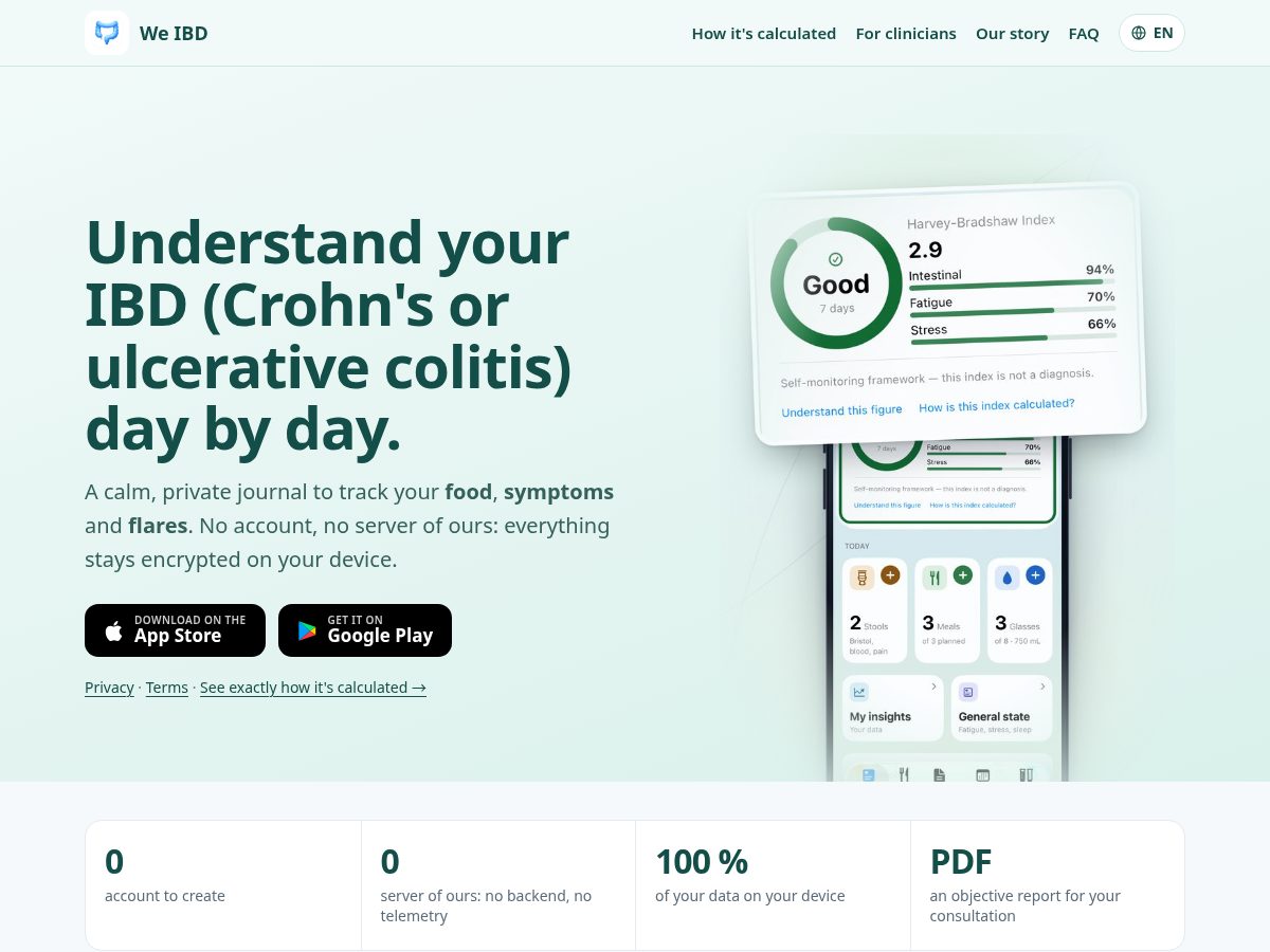 Landing-page snapshot of we-ibd.com