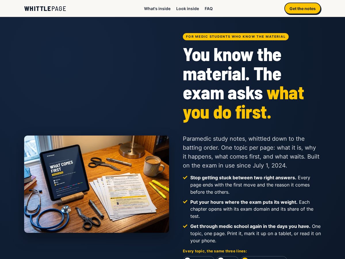 Landing-page snapshot of whittlepage.com