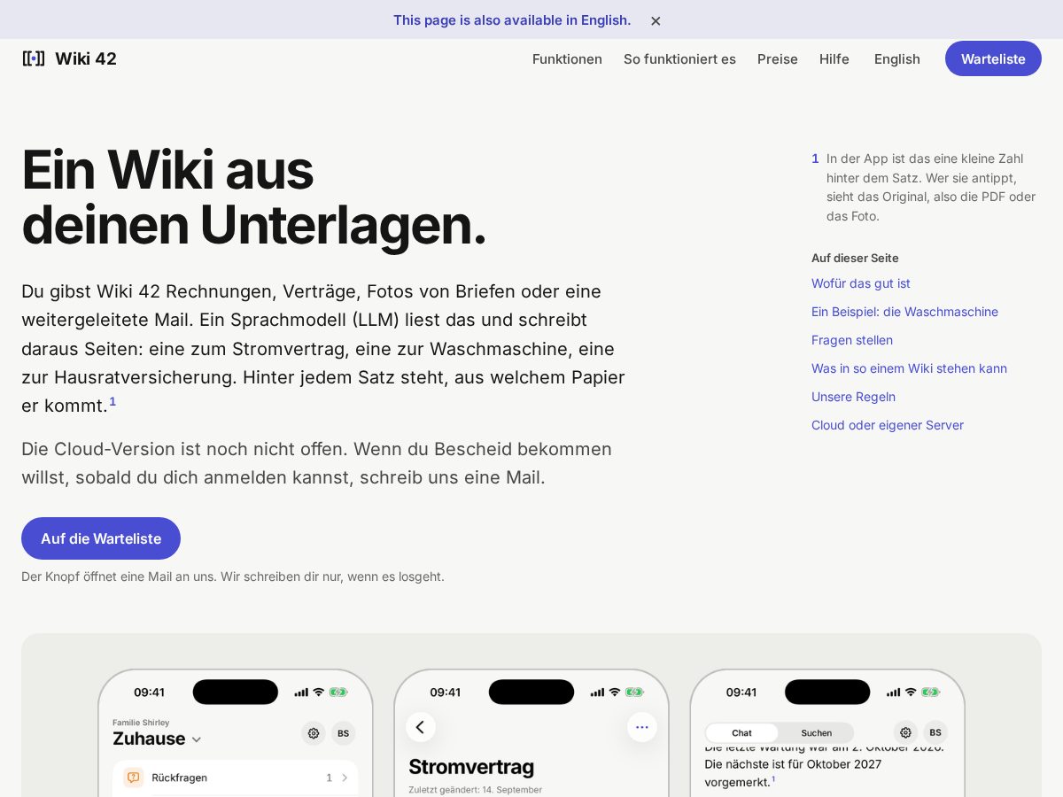 Landing-page snapshot of wiki42.app