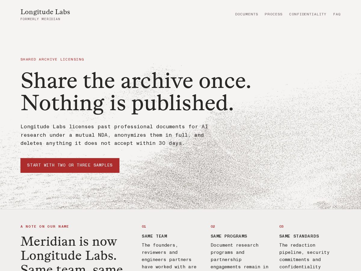 Landing-page snapshot of withlongitudelabs.com