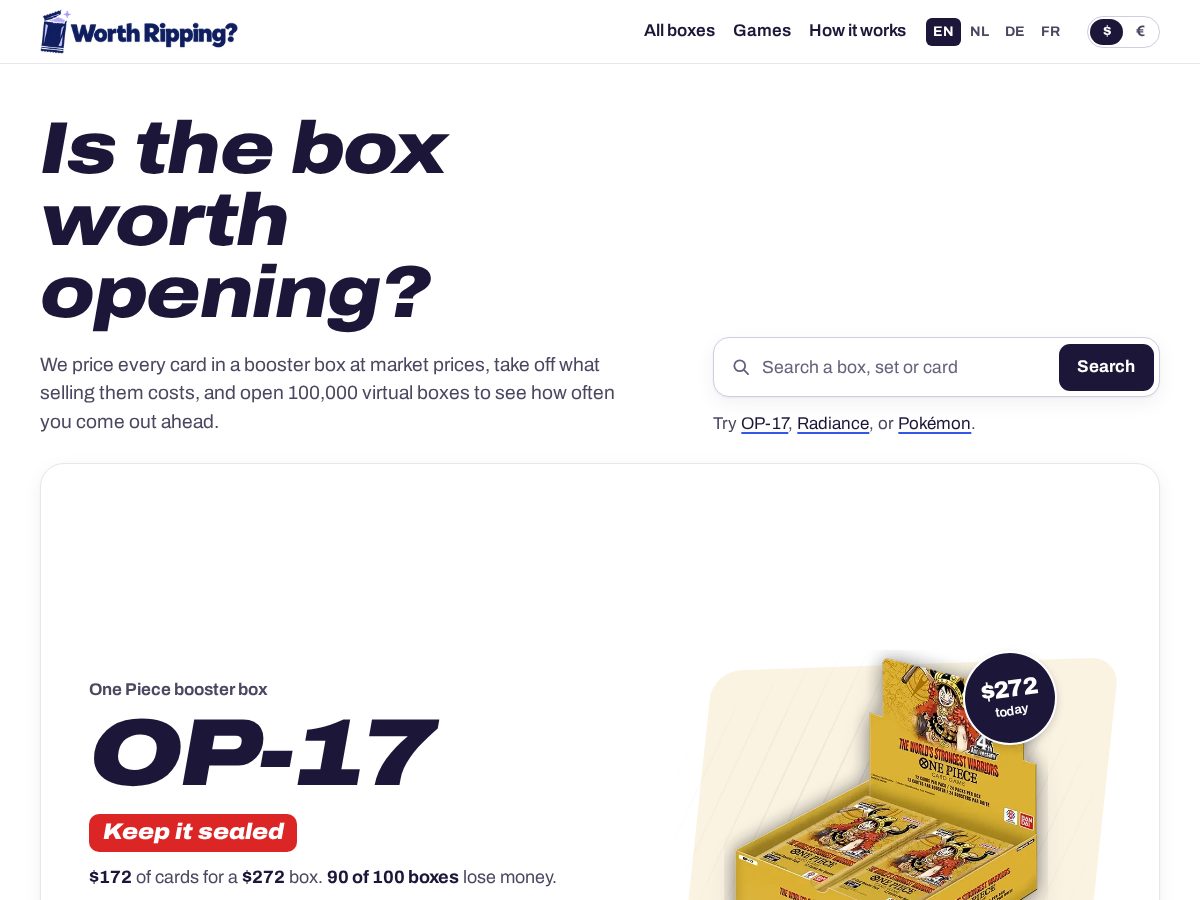Landing-page snapshot of worthripping.com