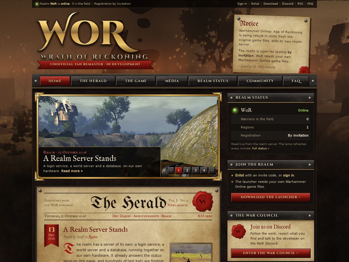Landing-page snapshot of wrathofreckoning.com