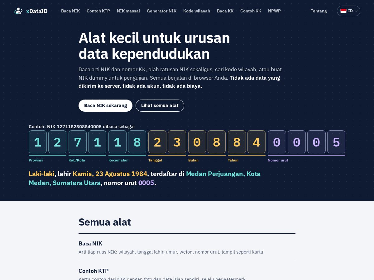 Landing-page snapshot of xdataid.com