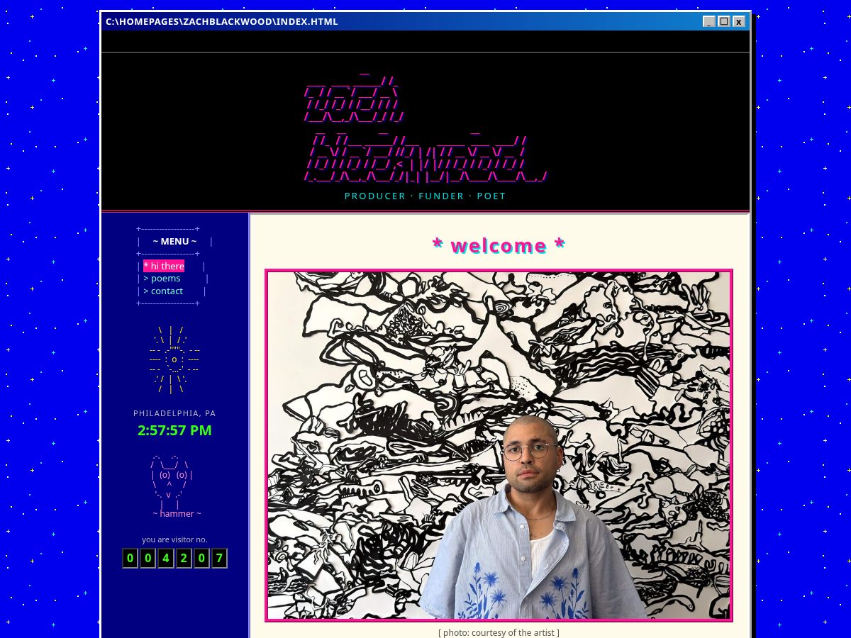 Landing-page snapshot of zachblackwood.net