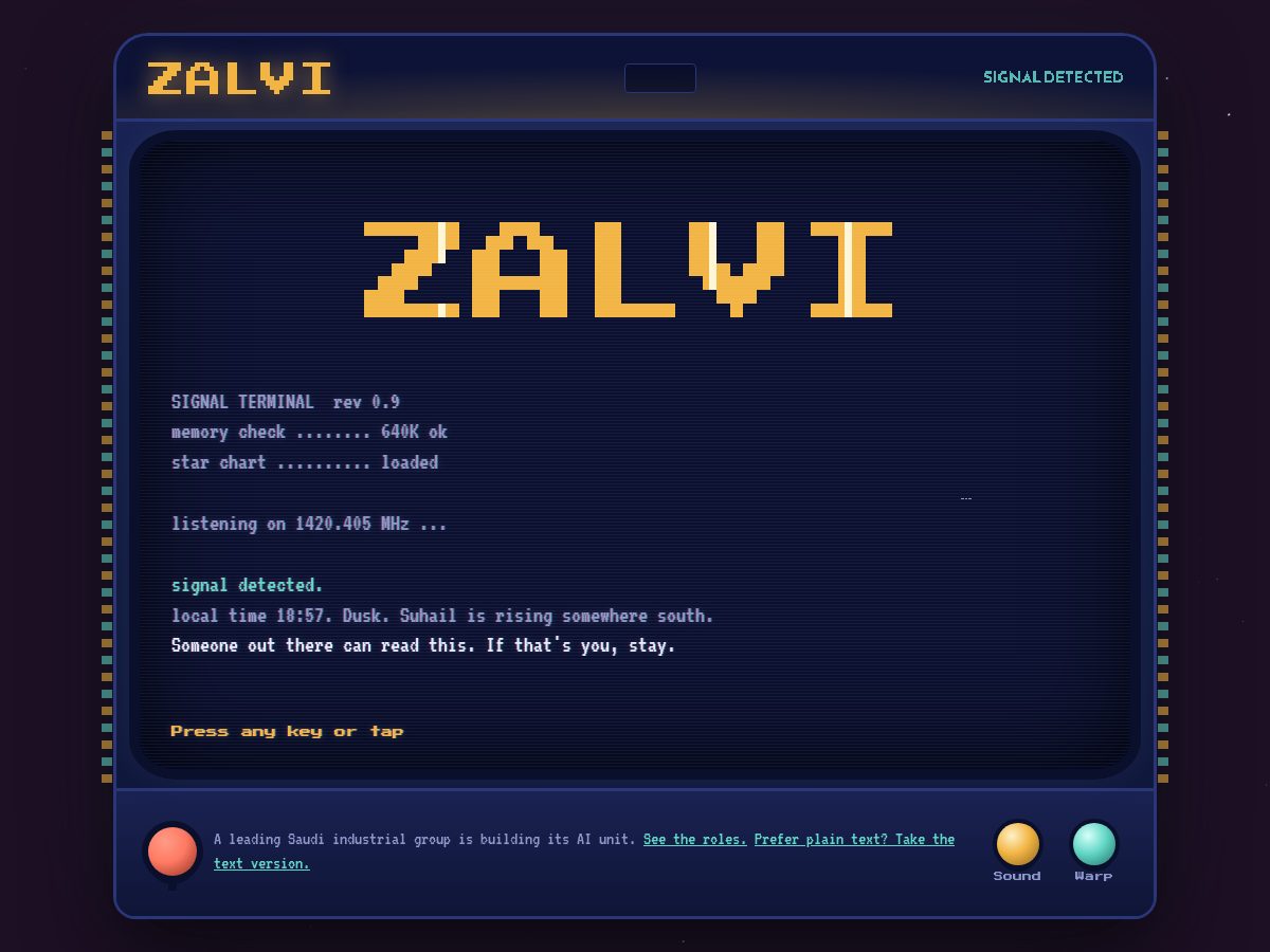 Landing-page snapshot of zalvi.dev