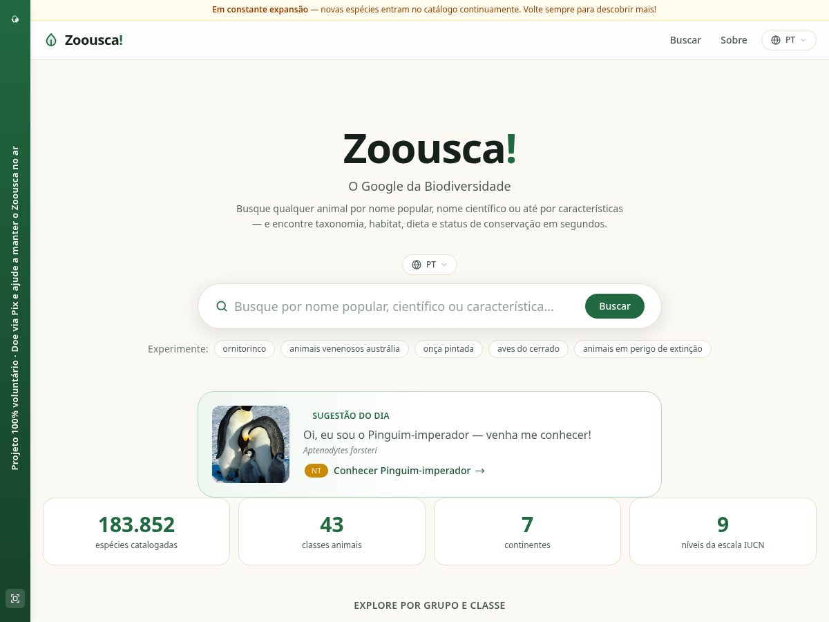 Landing-page snapshot of zoousca.com