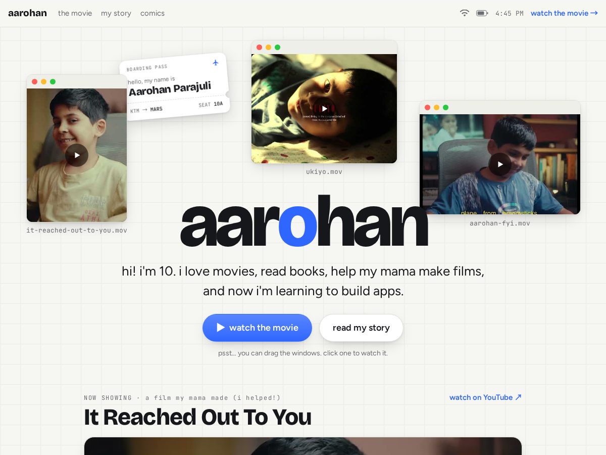 Landing-page snapshot of aarohan.fyi