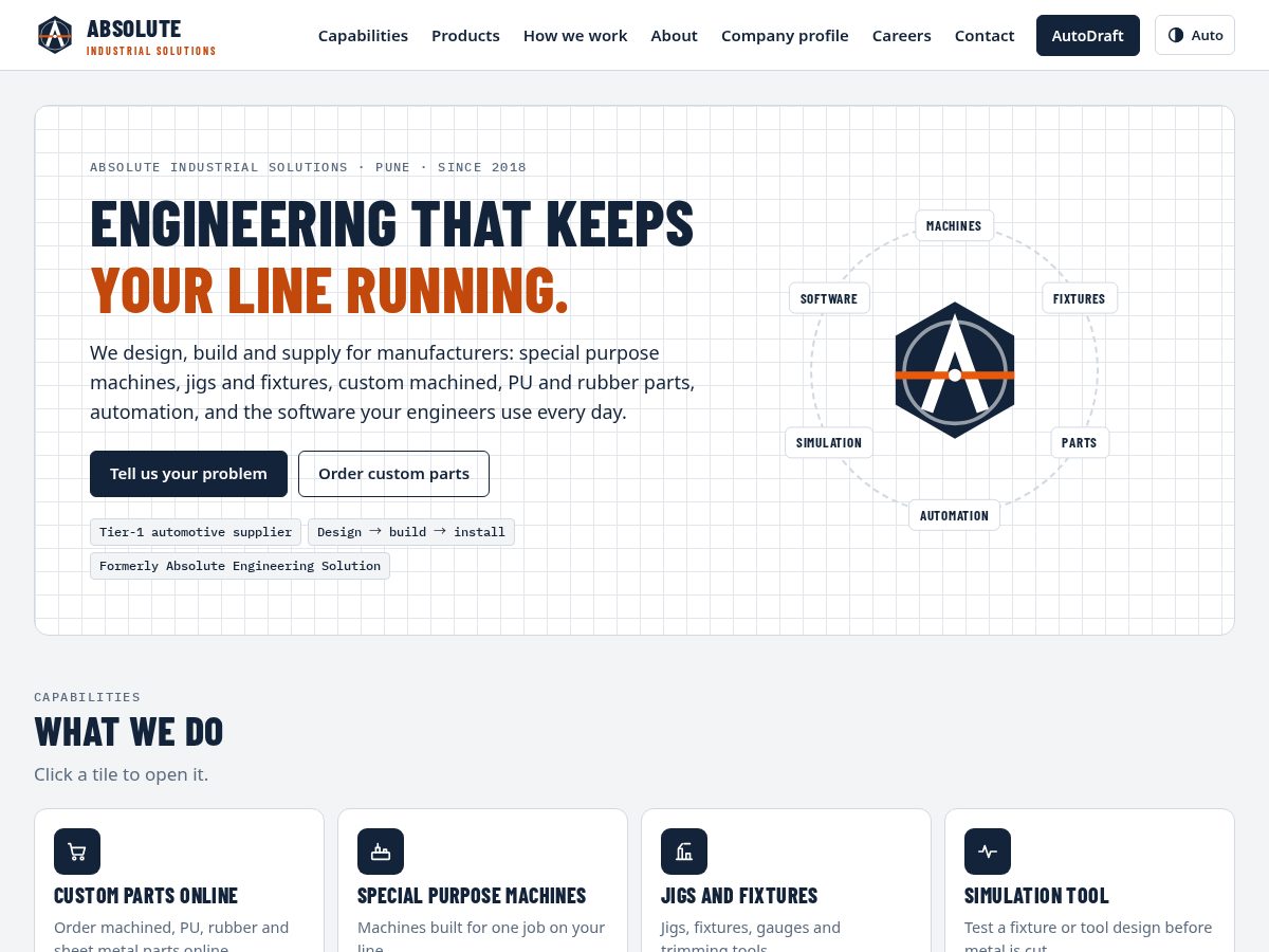 Landing-page snapshot of absoluteais.com