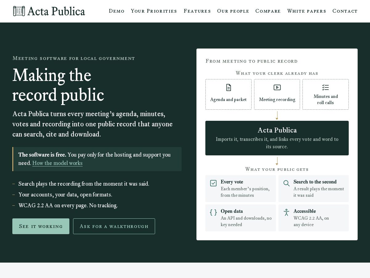 Landing-page snapshot of actapublica.app