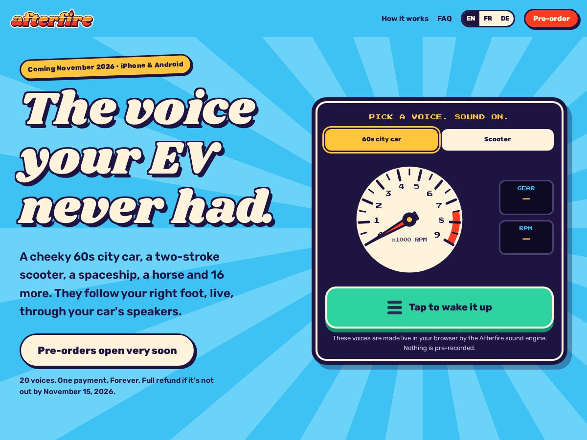Landing-page snapshot of afterfire.app
