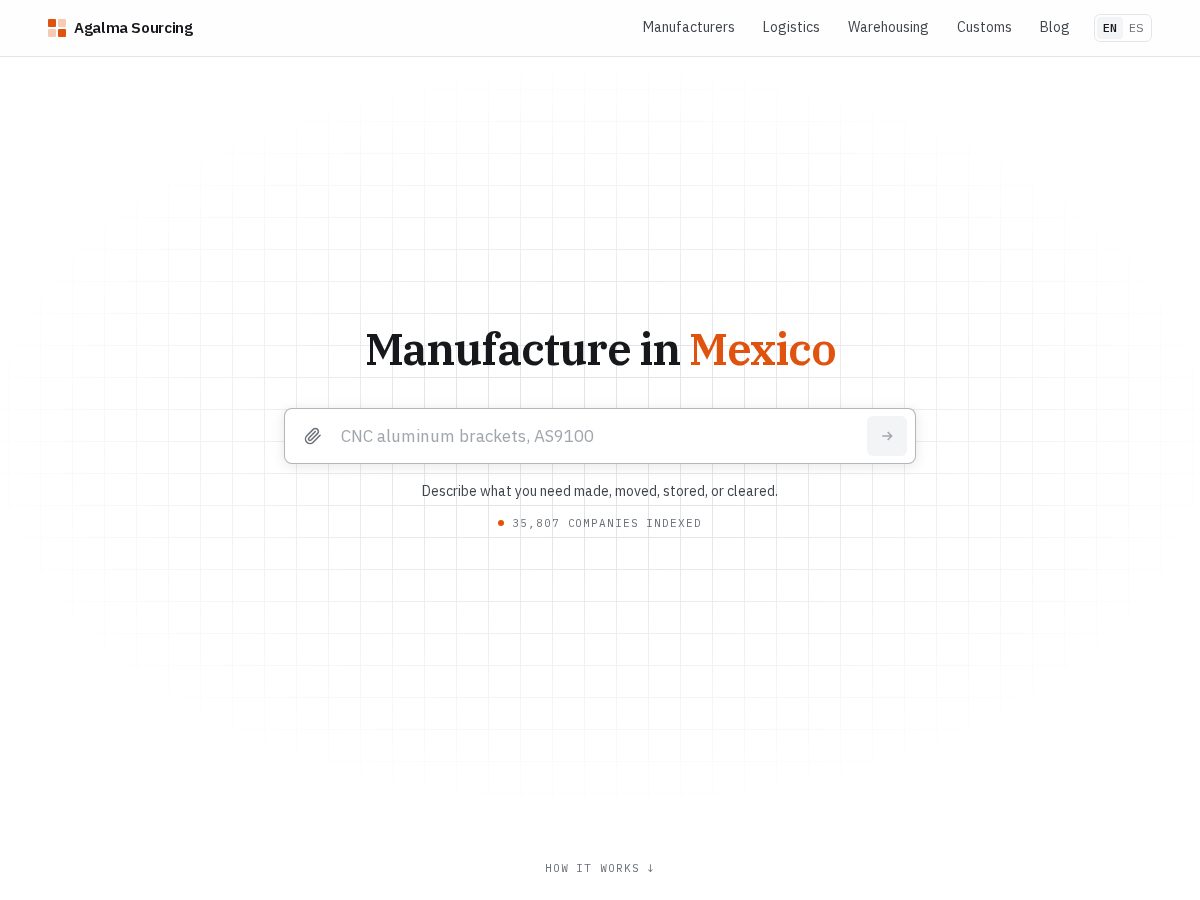 Landing-page snapshot of agalmasourcing.com