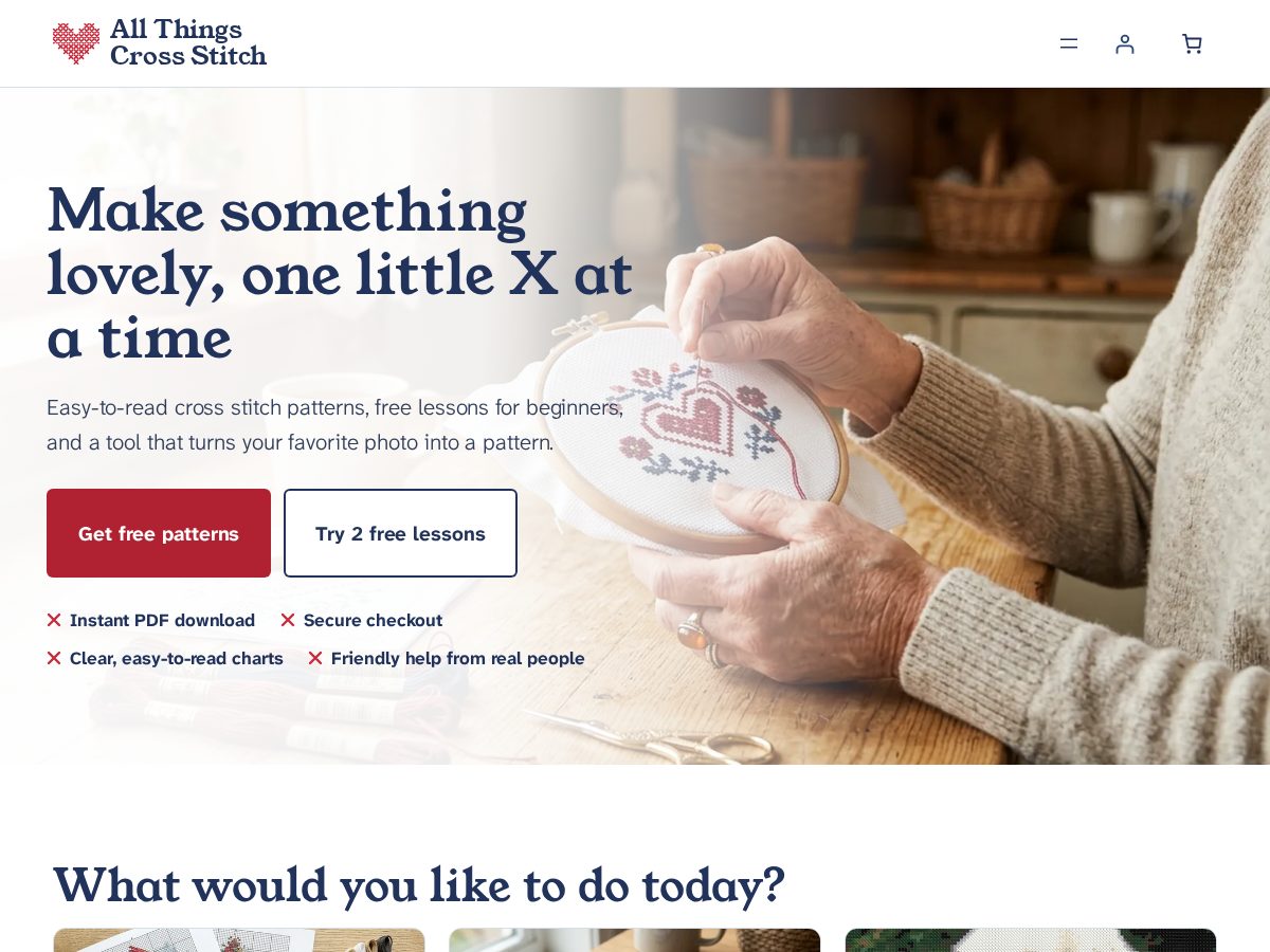 Landing-page snapshot of allthingscrossstitch.com