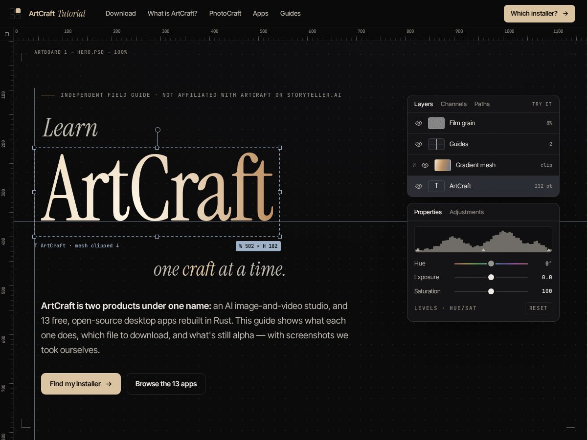 Landing-page snapshot of artcrafttutorial.com