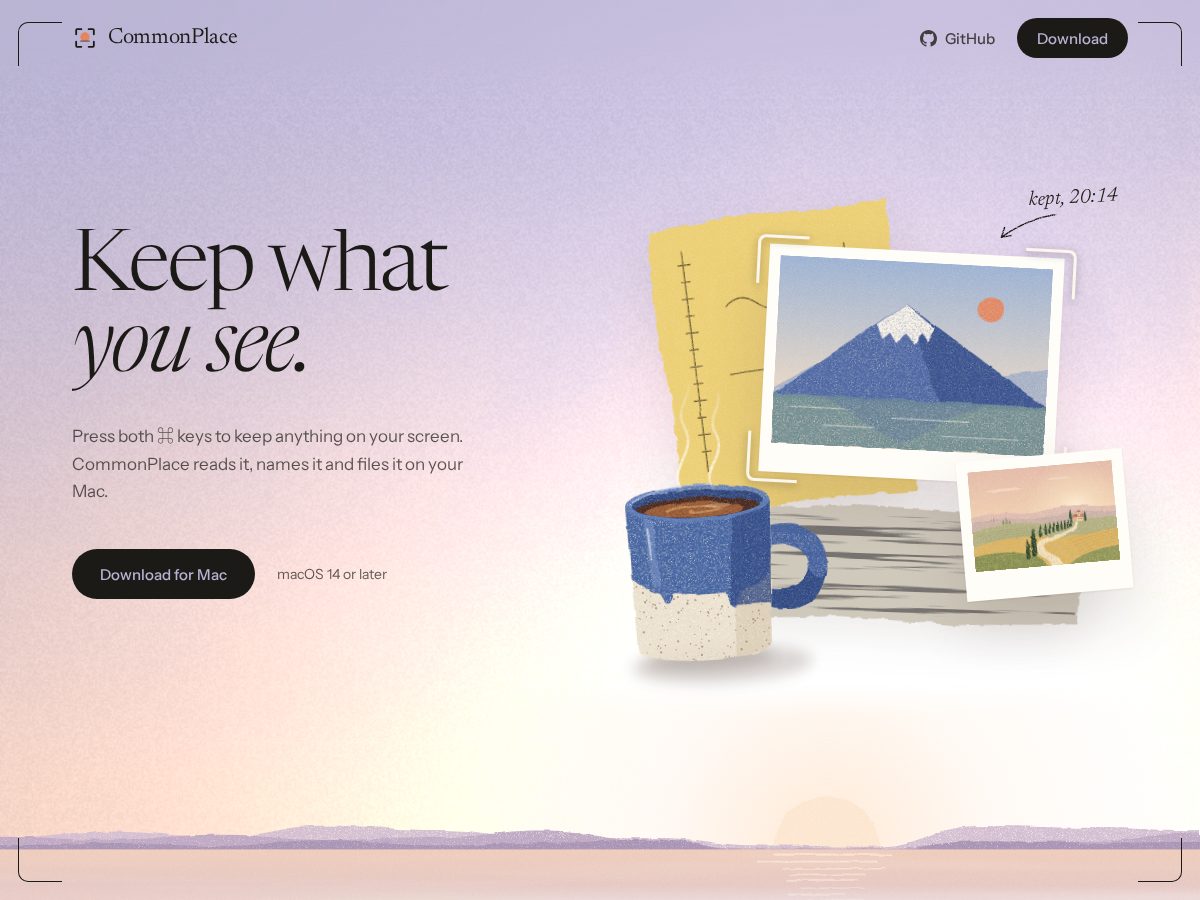 Landing-page snapshot of atcommonplace.com