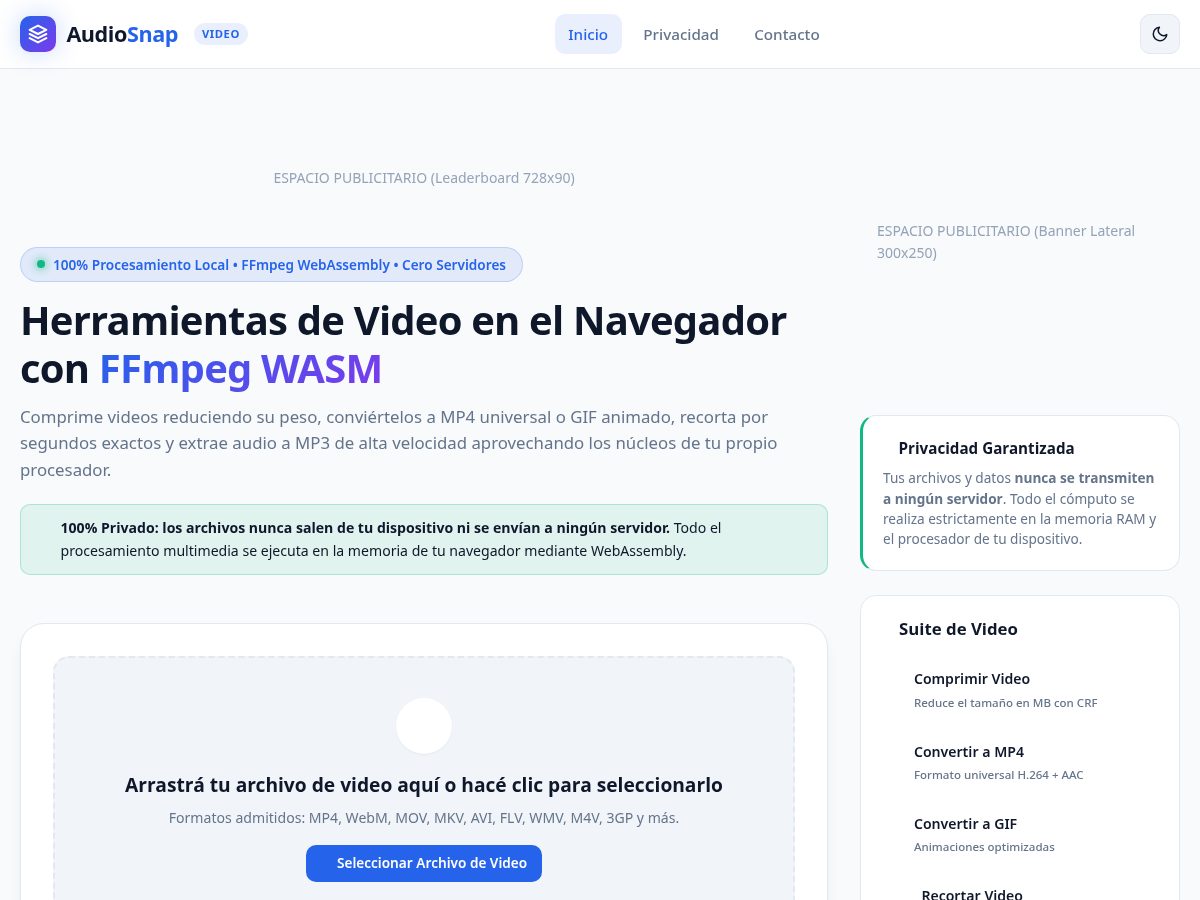 Landing-page snapshot of audiosnap.work