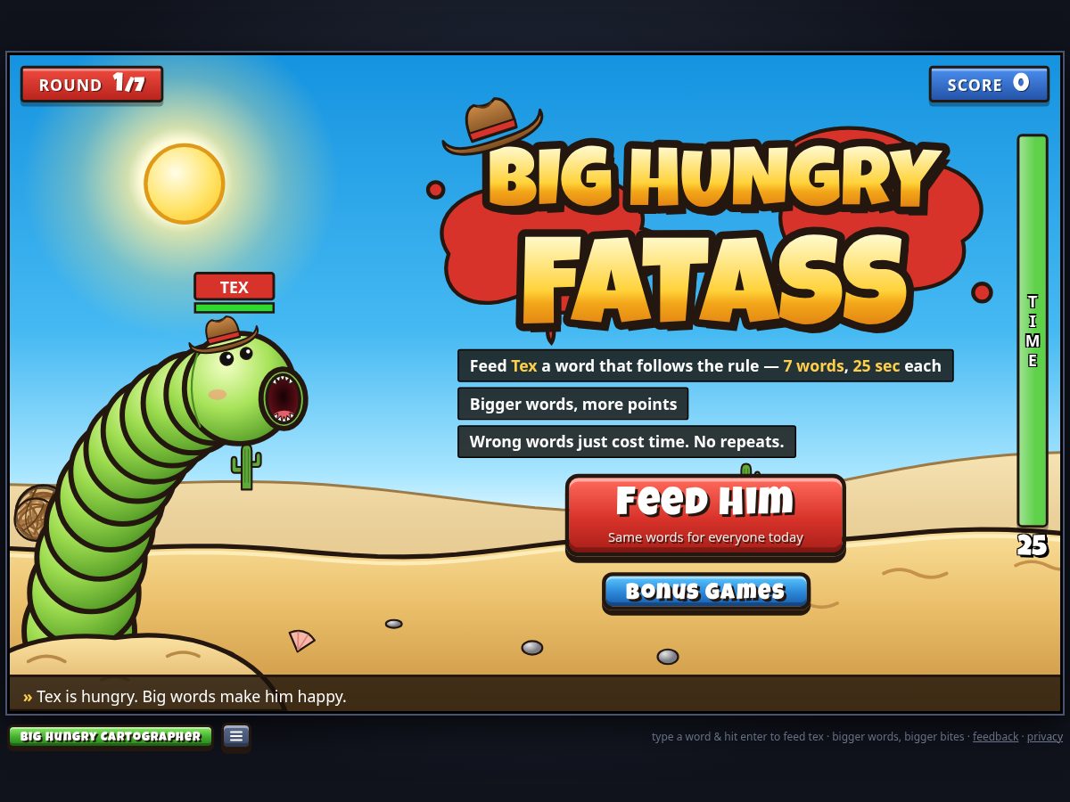 Landing-page snapshot of bighungrygame.com