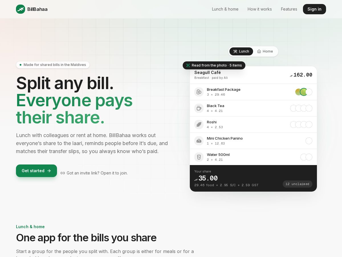 Landing-page snapshot of billbahaa.com
