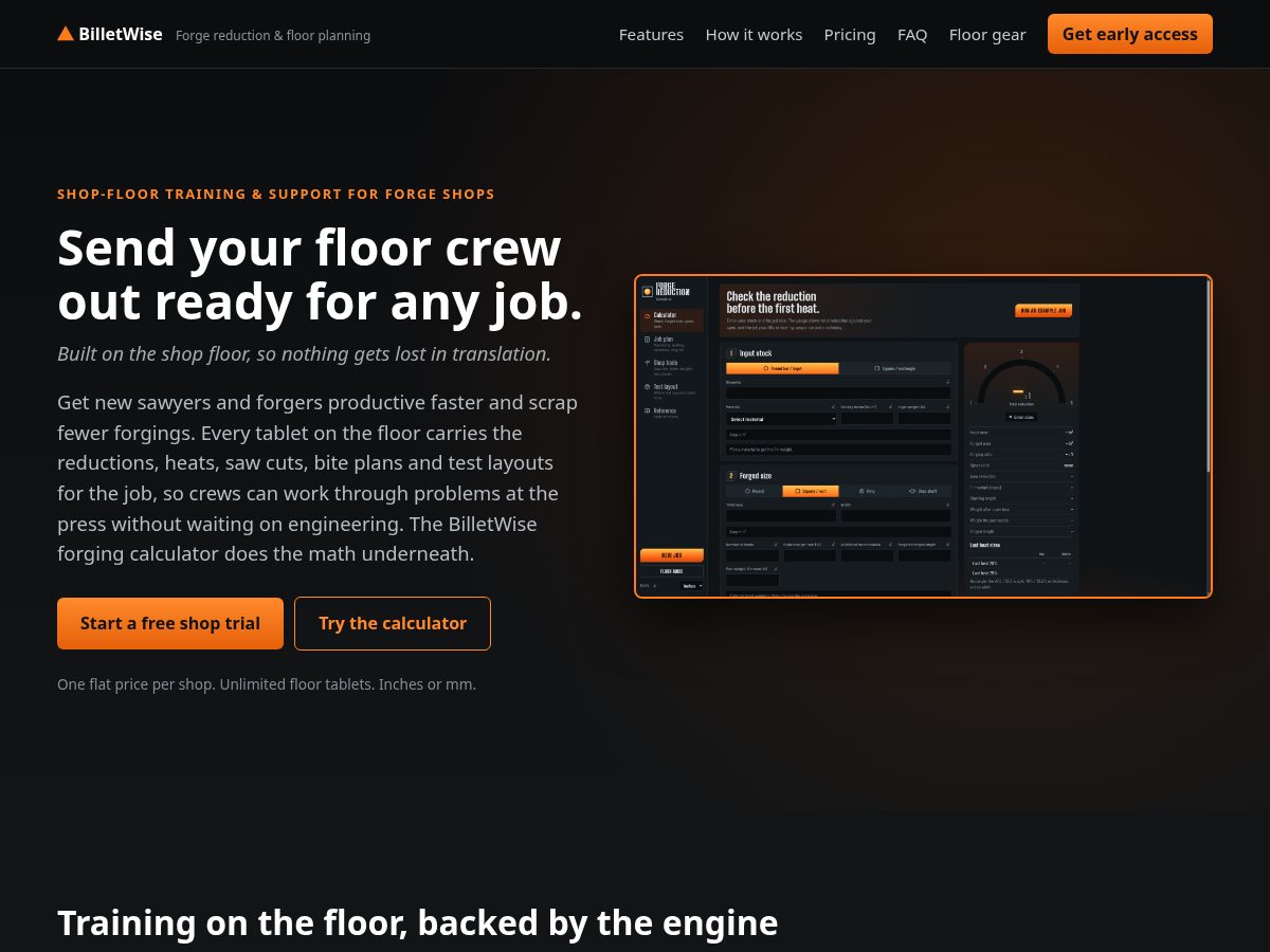 Landing-page snapshot of billetwise.com