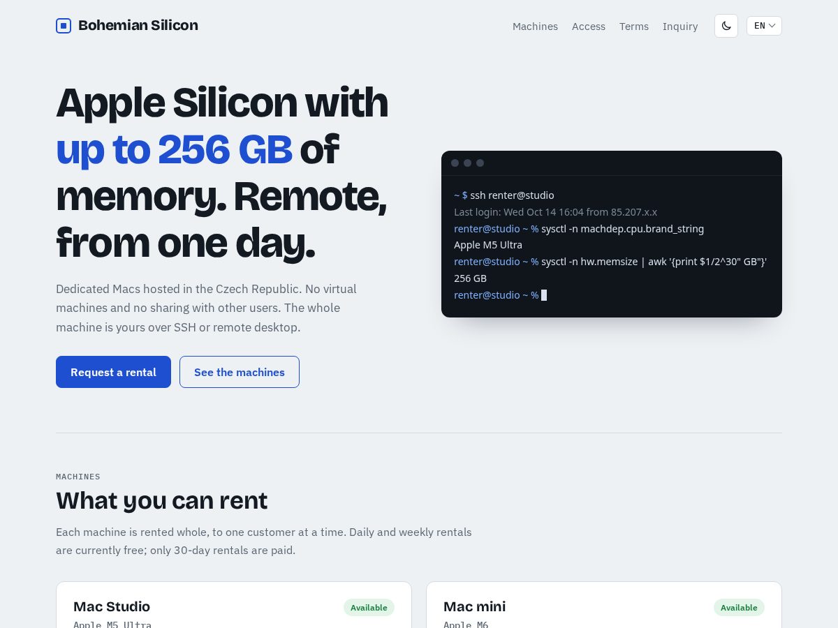 Landing-page snapshot of bohemiansilicon.com