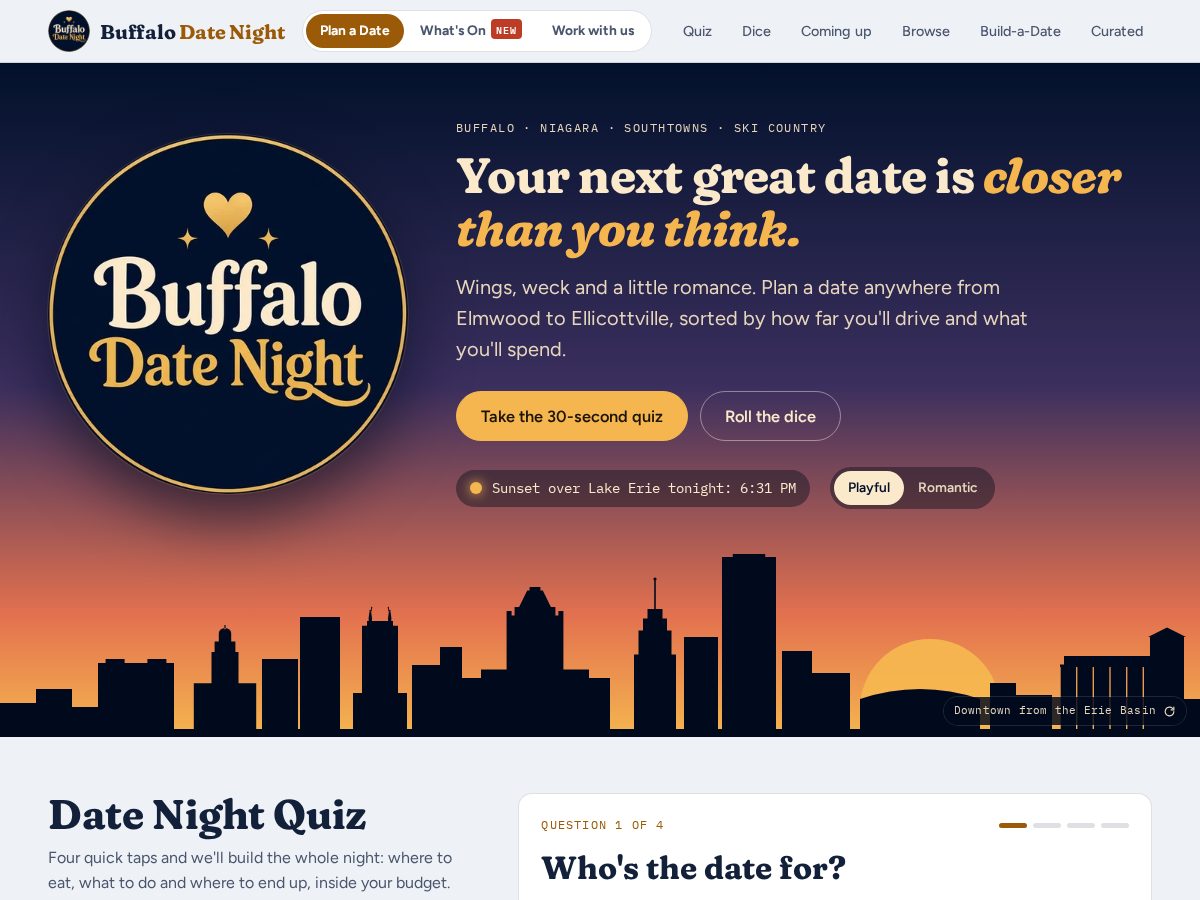 Landing-page snapshot of buffalodatenight.com