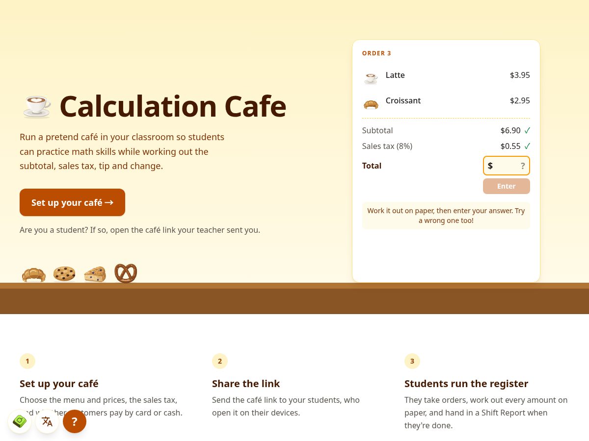 Landing-page snapshot of calculationcafe.com